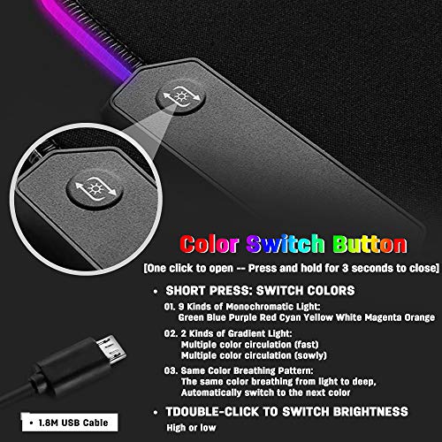 DORRISO RGB Gaming Mouse Pads XXL Large Mat 900x400x3mm Mousepad Anti-Slip Rubber Base Computer Keyboard Mice Mat for PC Laptop Desk Gaming Mouse Mats Silver - Image 5