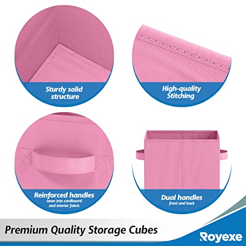 Royexe Storage Cubes - 11 Inch Cube Storage Bins (Set Of 8). Fabric Cubby Organizer Baskets With Dual Handles | Foldable Closet Shelf Organization Boxes (Light Pink) #TOP3