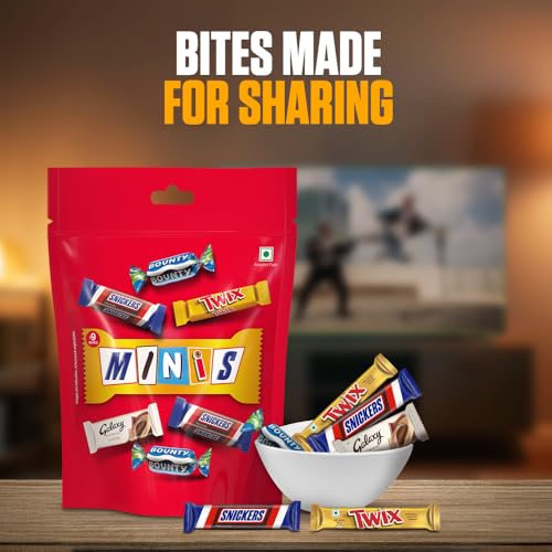 Image of Snickers Mixed Minis Chocolate Pack | Assorted Chocolates | Includes Snickers, Twix, Galaxy & Bounty | Perfect for Sharing & Gifting | 103.5g | Pack of 3