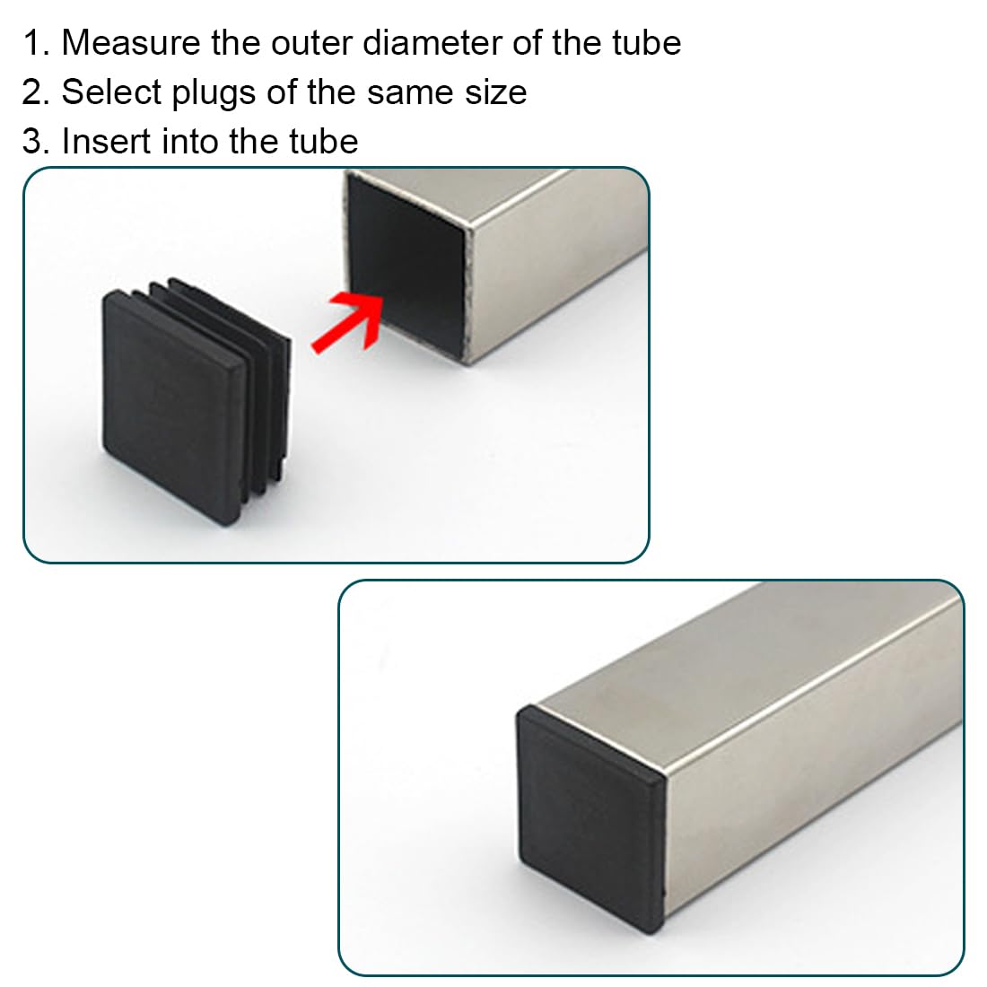 Tappi Quadrati In Plastica Nera Per Tubi Di Acciaio - Foto 6