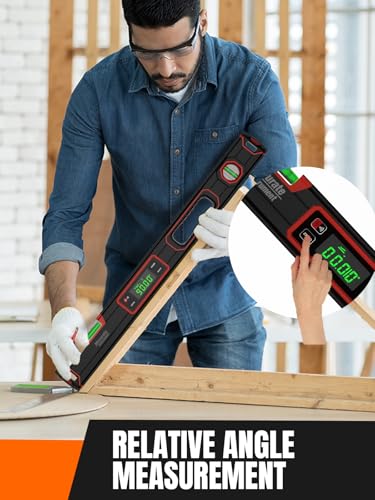 Image of Mecurate 16-Inch Digital Level, Portable Electronic Angle Finder with Backlit Display, ±0.1 Accuracy, Magnetic Base, 4 Measurement Units, Compact Torpedo Smart Level Tool for DIY & Professional Use
