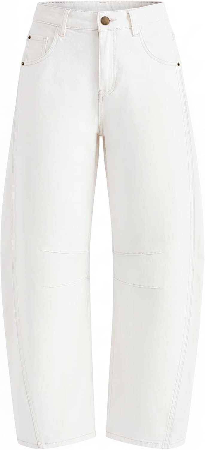 ZESICA Womens Barrel Jeans for Women Trendy 2026 High Waisted Wide Leg Stretchy Baggy Ankle Denim Pants with Pockets