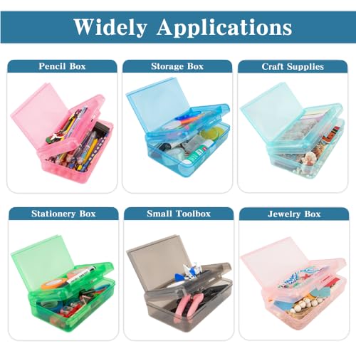 Image of Pencil Case Box, Navy Blue Double Layer Large Capacity Plastic Pencil Boxs, Hard Pen Case with Snap-tight Lid,Storage Art Craft Box Marker Organizer for Kids Boys Girls Offices Back to School Supplies