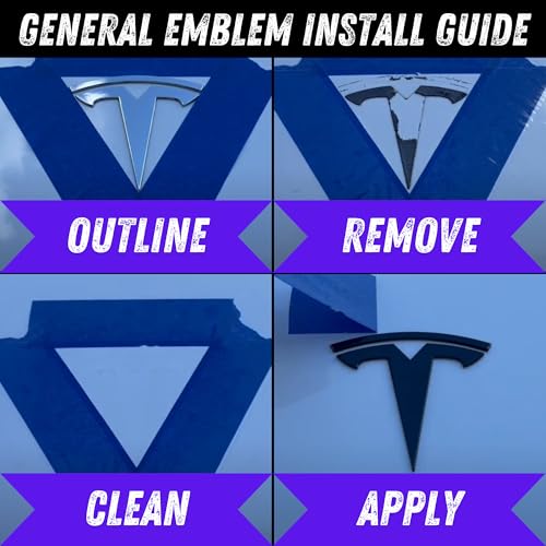 Image of Tesla Model Y Emblem Bundle Front Rear T Logo Badge Matte Black Glossy Black OEM Performance Ludicrous Set Metal Decal Sticker with 3m Adhesive