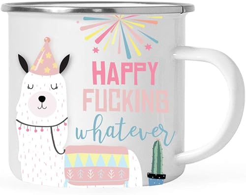 Vista 117 de Andaz Press Taza de café de acero inoxidable con temática de alpaca de llama de 11 onzas, regalo de broma, colorido bohemio con gráficos de llama