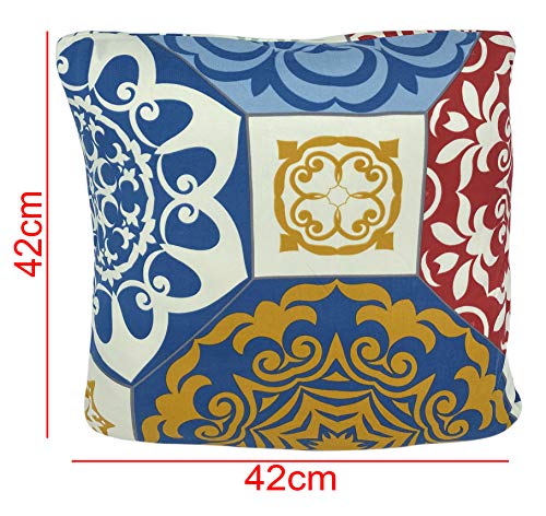Image of House of Quirk Polyester Mandala Print Throw Pillow Case Cushion Cover Home Sofa Decorative - Cover Only, No Insert - 6 PC (16.5x16.5 inch / 42x42cm, Multicolor)