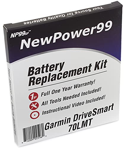 NewPower99 Battery Replacement Kit with Battery, Video Instructions and Tools for Garmin DriveSmart 70LMT