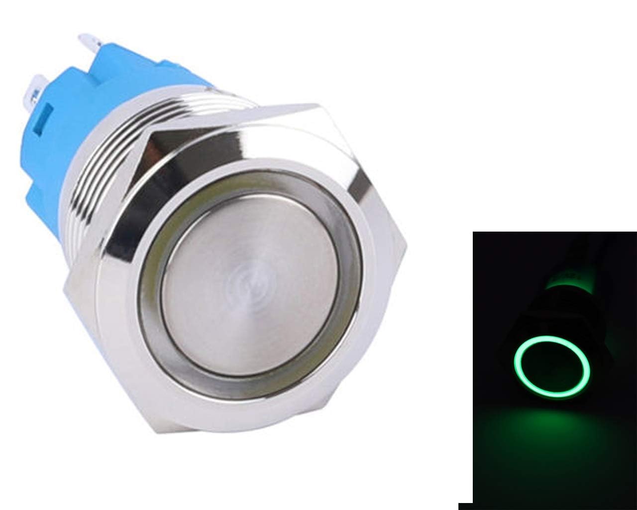 Robodo 12 mm Momentary Type High Head Round Stainless Steel Metal Push Button Switch LED Light (Green)-image-42