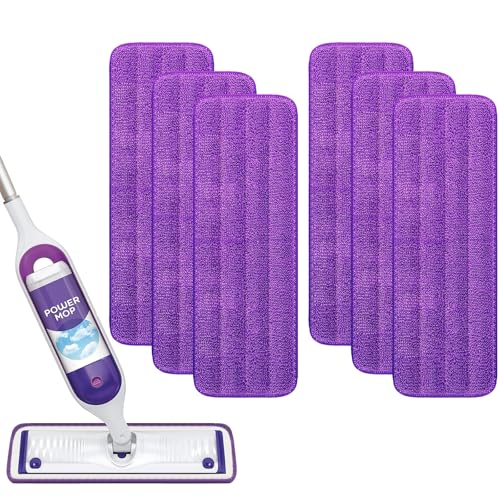 Yicotira 6 Pack Reusable Power Mop Refill Pads for Swiffer Power Mop - Swifter Powermop Pads Refills - Multi-Surface & Wood Mopping Pad Refill for Floor Cleaning - Washable Microfiber Pad