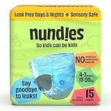 Nundies Youth Pants - Pannolini usa e getta per bambini e adolescenti, protezione dalle perdite diurne e notturne, controllo degli odori, biancheria intima morbida e aderente, per ragazzi e ragazze