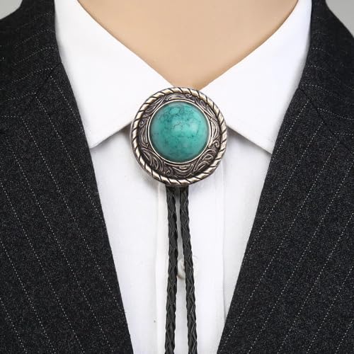 Image of Jeilwiy Bolo Tie for Men Western Cowboy Tie Necklace Gold Bolo Tie Leather Necktie Halloween Tie Accessories for Women