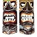 Things2Die4 Set of 2 Hand Crafted Wooden 20 Inch Tiki Wall Masks Palm Tree and Plumeria Flower Designs, Multicolored