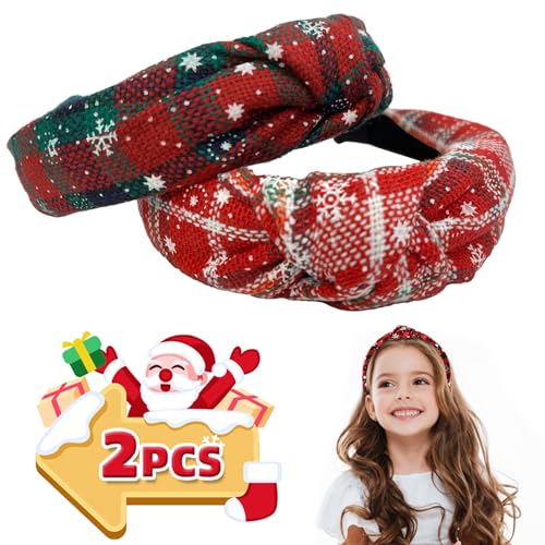 Vodedrge Wide Knotted Plaid Headbands, Valentines Gifts For Her, Fashion Vintage Turban Hair Band, Retro Criss Cross Christmas Headband For Women Girl thumb #2