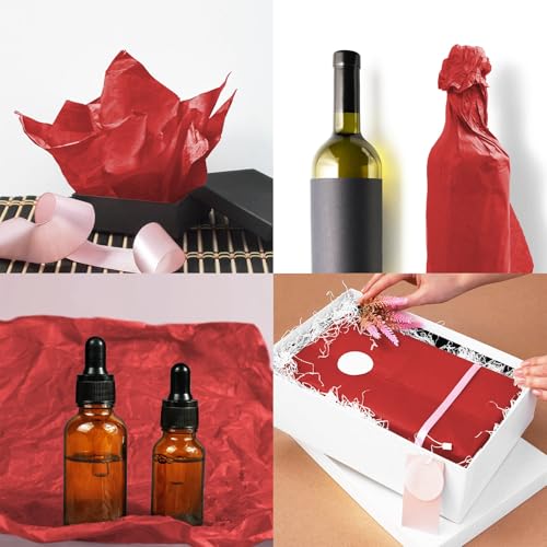 Image of 120 Sheets Tissue Paper Bulk, Christmas Red Tissue Paper for Gift Bags Gift Wrapping, Wedding Birthday Party DIY Project,14 x 20 Inch