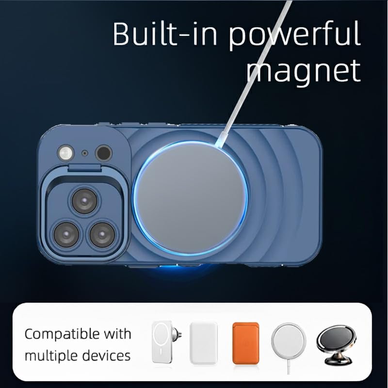 Image of LuxuryKase Shockproof Case for iPhone 17 Pro Max | Ripple Pattern | Camera Protection | Inner Velvet Fabric Lining | Protective Cover with Enhanced Grip & Wireless Charging Support - Blue