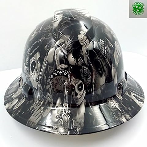 Wet Works Imaging Customized Pyramex Full Brim Tattoo Babes Hard HAT with Ratcheting Suspension Cover