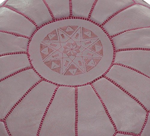 Treasures Of Morocco Moroccan Pouf Footrest Hassock Ottoman Handmade Leather Genuine 22 inches Diameter Unstuffed