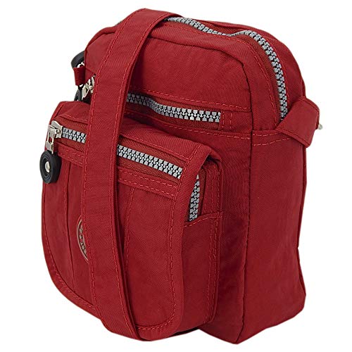 ekavale kleine Umhängetasche Damentasche aus hochwertigem wasserabwesendem Nylon Schultertasche (Rot)
