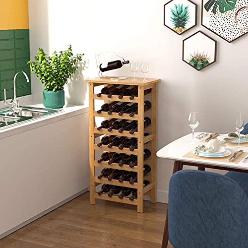 Soporte para 28 Botellas de Vino de Bambú 7 Niveles miniatura 3