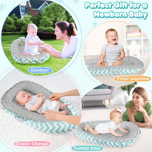 Image of KISS GOLD Baby Lounger - Breathable Soft Cotton Cover Baby Lounger Nest, Babies Essentials Gifts, Portable Lounger for Baby Tummy Time Floor Playing Seated Support for Home and Travel