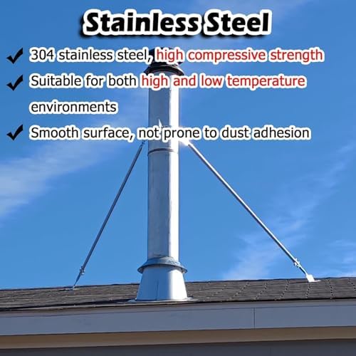 Adjustable Stainless Steel Roof Chimney Pipe Brace Holder, Universal Stove Pipe Support Bracket (Diameter 4.5" / 11.4cm) for Enhanced Stability and Durability