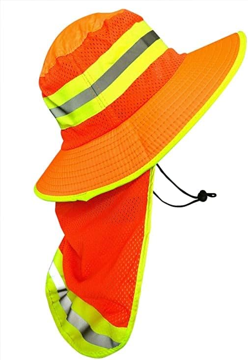 Miniatura 1 de Alta visibilidad reflectante seguridad cuello solapa sol ala ancha boonie sombrero gorra