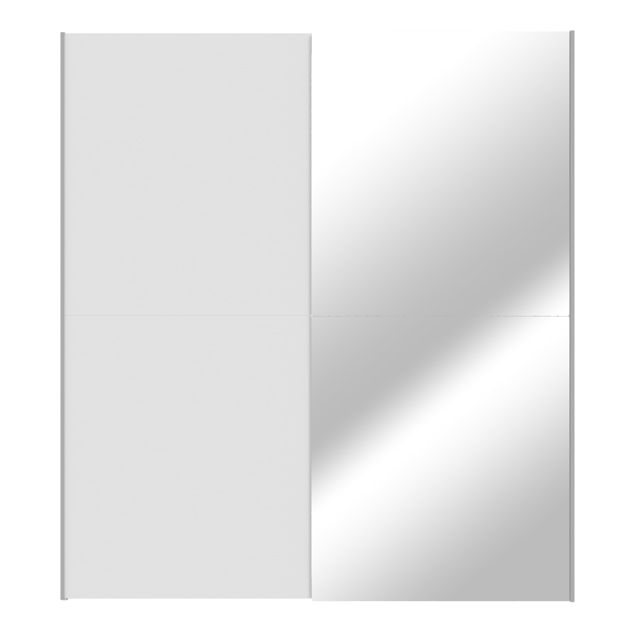 Forte KAIKAIS Kleiderschrank 170, moderner Schwebetürenschrank, 2-türig, Spiegel, Schlafzimmer, Holzwerkstoff, Weiß, 170,3 cm breit x 190,5 cm hoch x 61,2 cm tief