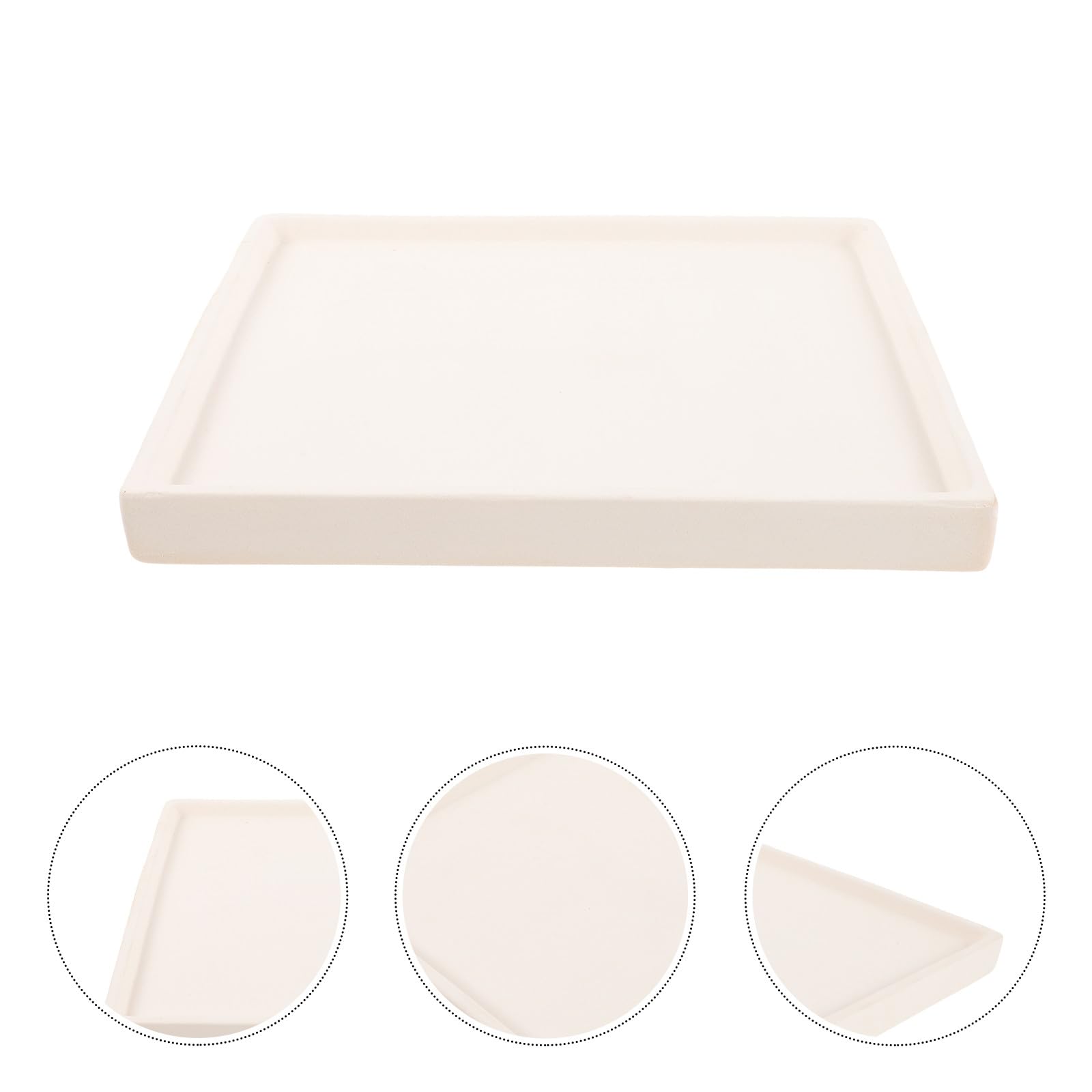 Veemoon Sottovaso in Ceramica Beige Rettangolare Resistente, Antideformazione, per Vasi da Bonsai e Piante da Interno Mantenendo Pulita L’Area