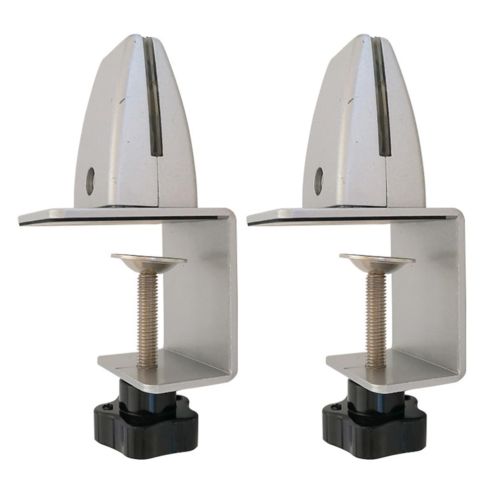 2Pcs Aluminum Adjustable C-Clamp Dual Direction Support Bracket for Tabletop and Desk Partition (Silver)