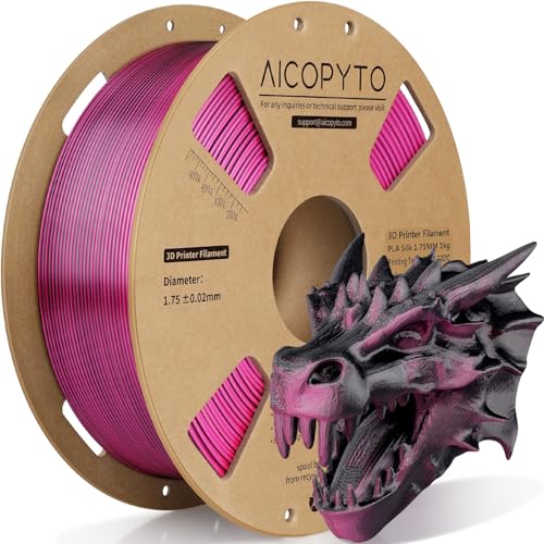 Image of Dual Color Silk PLA 3D Printer Filament 1.75mm, Dual Color 2-in-1 Black-Red Silk Filament 1KG Spool (2.2lbs) Dimensional Accuracy Probability + /- 0.02mm Fits Most FDM 3D Printers, Red-Black