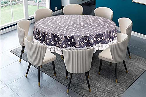 Image of The Furnishing Tree Round Shaped 8 Seater Table Cover WxL 90x90 inches with White Border lace