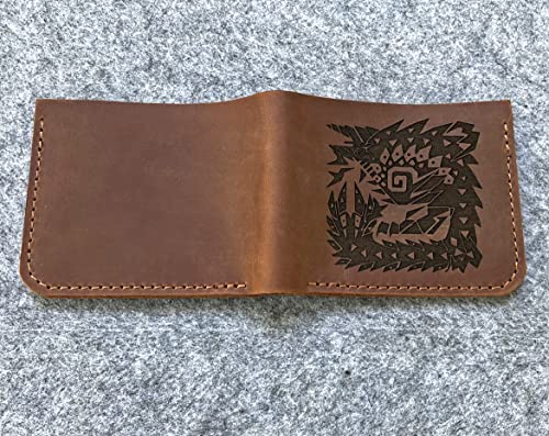 Gamer Gift, MHW Zinogre Leather Wallet Mens, Gift for Him, MHW Mens Wallet, Gift For Father Leather Wallet Handmade Husband Gift Boyfriend Gift, Geek Gift k2274