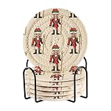 Merry Christmas Soldier - Juego de 6 posavasos para bebidas y vasos, color beige