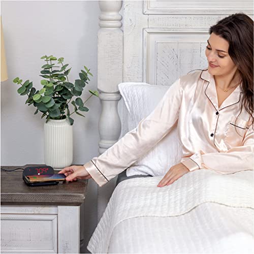 Ihome Digital Alarm Clock With Wireless Charging, Iphone Charger And Samsung Charger With Programmable Snooze, Dimmable Display, And Battery Backup #TOP4