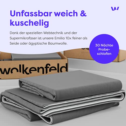 Wolkenfeld Bettwäsche 135x200 grau anthrazit - kuschelig weich & bügelfrei - 1x Bettbezug + 1x Kissenbezug 80x80 - Image 5