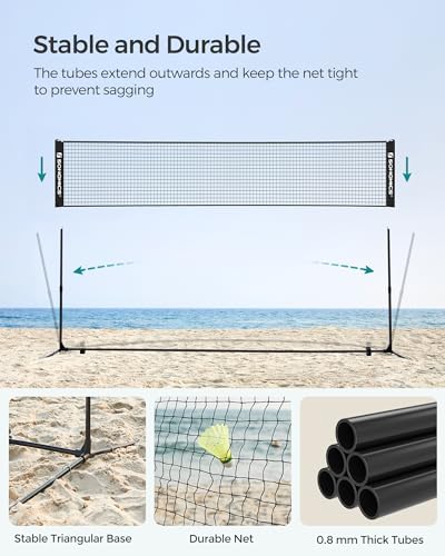 image for SONGMICS 13 ft Badminton Net, Height Adjustable Volleyball Net, Pickle