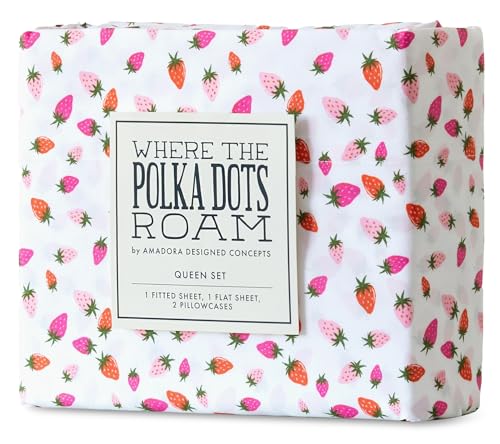 Sábanas de fresas para niños, tamaño individual, juego de ropa de cama de 3 piezas, suave y acogedor, elegante, con estampado colorido de fresas, juego de sábanas con temática de colores vibrantes y