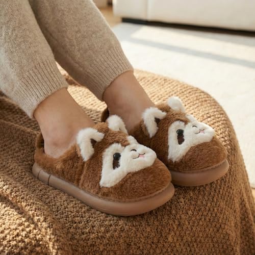 Image of VRITRAZ Women's Comfort Slip On Closed Toe Warm Winter House Clog Indoor Slipper with Cute Print and Degins