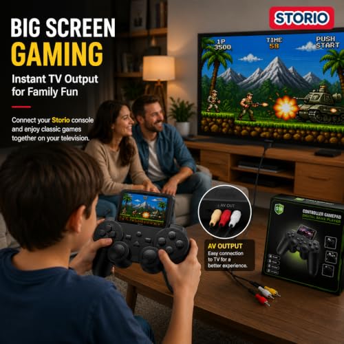 Image of Storio S10 Handheld Gaming Console for Kids & Adults | 520 Built-in Classic Games | Retro Video Game Player | Portable Rechargeable Mini Game Box with TV Output | Toy Gift for Boys & Girls 6-14 Years
