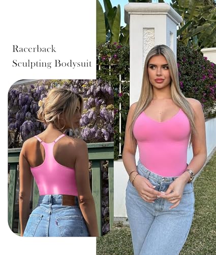 Image of SHAPERX Bodysuit for Women Tummy Control Shapewear Racerback Seamless Body Shaper Tank Top
