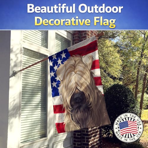 Wheaten Terrier American Flag pavillon en toile grand format pour façade et devanture de maison - 4