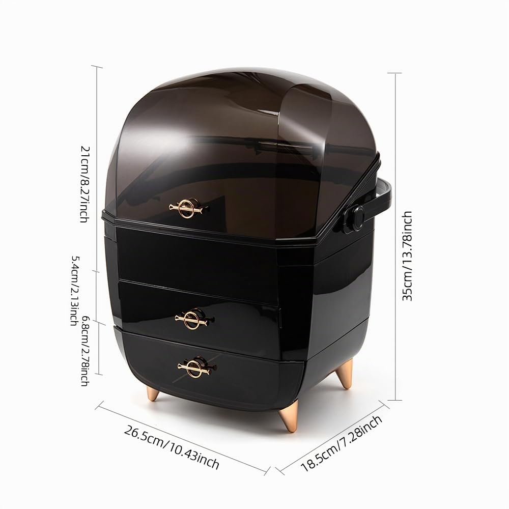 Organizador de Maquillaje,Caja de Almacenaje Organizador de Cosméticos Joyería Lápices de Labios Caja Organizadora Cuidado de la Piel Organizadores para Cómoda (Negro)