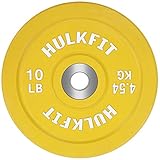 HulkFit Olympic 2-Inch Rubber Bumper Plate with Stainless Steel Insert, Yellow, SINGLE