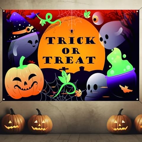 Halloween Photography Backdrop with Ghosts and Pumpkins Cover