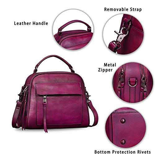 Image of Genuine Leather Purses and Handbags for Women Shoulder Bag Vintage Handmade Real Leather Crossbody Satchel Purse with Strap