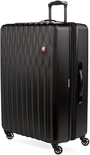 8018 Hardside Expandable Luggage with Spinner Wheels, Black, Checked-Large 27-Inch