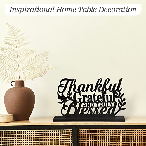 Image of Geetery Inspirational Table Centerpieces Wooden Religious Inspirational Home Decoration Motivational Blessed Table Decor for Home Kitchen Office Faith Christian Gifts Supplies Decor(Thankful)
