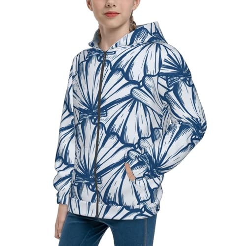 Blue Shells Kid Hoodies Boys Zip Up Sweatshirts Girls Pullover with Pocket
