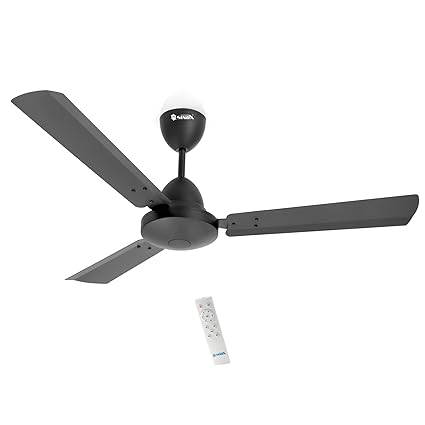 Sinox Edge Energy Saving 1200 MM Ceiling Fan with Remote Control and BLDC Motor, 48 Inch (METT BLACK ANTI DUST)