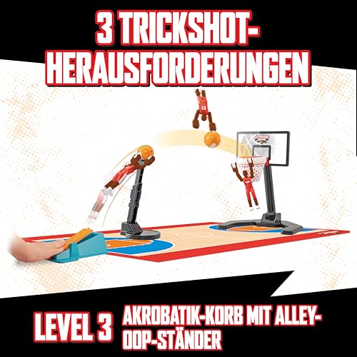 TOMY Xtreme Dunk Basketballspiel, actionreiches Spielzeug für Kinder, mit Abschussrampe und Trickwurf-Funktion, Slam Dunks und Alley-Oops, für 1–4 Spieler, ab 6 Jahren, ohne Batterien